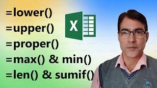 MS Excel len, sumif, proper, upper,Max ||computer gyan guruji | Microsoft Excel in hindi
