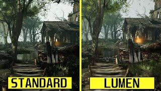 Fantasy Ruins Demo Unreal Engine 5 -  Standard Pipeline vs Nanite/Lumen RTX 4080 Graphics Comparison