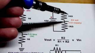 Quick explanation of fixed resistor voltage divider circuits by electronzap electronics