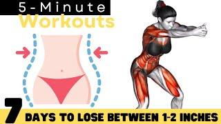 5 Minute STANDING Workout  LOSE 2 INCHES IN 1 WEEK