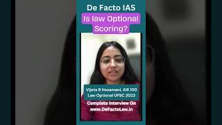 Is Law a Scoring Optional in UPSC? Vijeta Hoshmani AIR 100 #lawoptionalupsc
