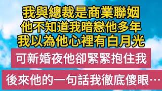 【完結】我與總裁是商業聯姻，他不知道我暗戀他多年，我以為他心裡有白月光，可新婚夜他卻緊緊抱住我，後來他的一句話我徹底傻眼……#恋爱 #婚姻 #情感故事 #爱情  #家庭  #人生感悟#故事#小说#霸总