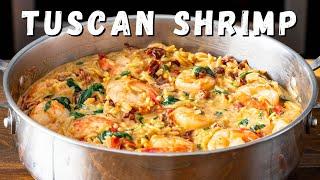 Easy Weeknight One Pot Dinner: Creamy Tuscan Shrimp With Orzo