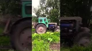 Гоняем на Т 40 по деревне. Скоростная доставка травы.