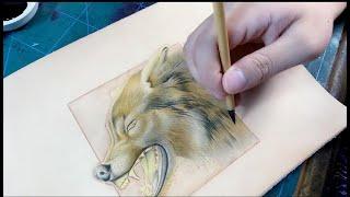 Leather carving courses - wolf 皮雕课程（狼）