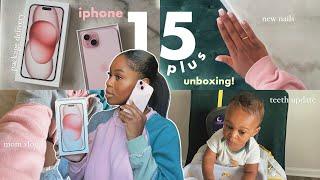 vlog: iphone 15 PLUS MATTE PINK 512gb unboxing + set up!  (aesthetic) | Simone Cristina