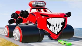 Crazy Escape From The Giant Squid Truck Game Zombie Monsters VS Lightning McQueen Beamng Drive #354