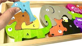 Learn English ABC with Animal Interactive Puzzle | Best Preschool Toddler Fun Toy Learning Video