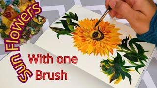 Sun Flowers Acrylic Painting  || Easy Step-by-Step for beginners