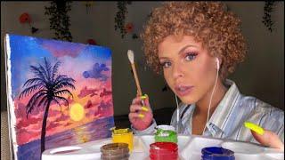 ASMR BOB ROSS PAINTING TUTORIAL ON AN EDIBLE CANVAS USING EDIBLE PAINTS (ROLEPLAY)