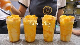 ENG) cafe BomBom vlog| it's hot summer! mango smoothie is the best :D:D