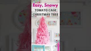 Quick and Easy DIY Snowy Tomato Cage Christmas Tree