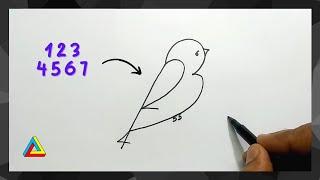 How to Draw a Bird using Numbers 1 to 7 | Easy Drawing