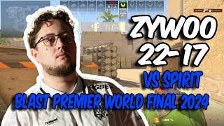 CS2 POV | Vitality ZywOo (22/17) vs Spirit (Mirage) @ BLAST Premier World Final 2024