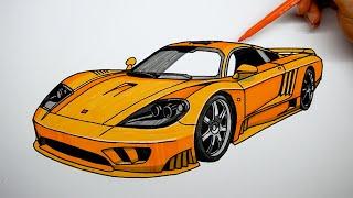 How to draw a car - Saleen S7 - Coloring