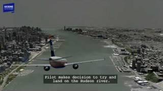 Hudson River Plane Landing (US Airways 1549) Animation with Audio