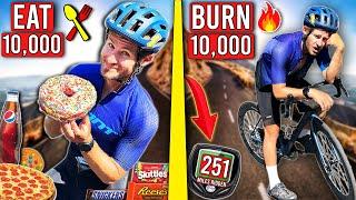 I Tried To EAT & BURN 10,000 Calories in ONE Bike Ride!