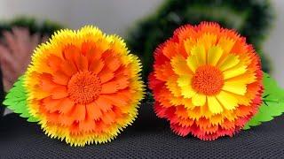 NEW!! 3D Beautiful Paper Flower Making | Home Decor | Paper Crafts For School | Paper Flowers