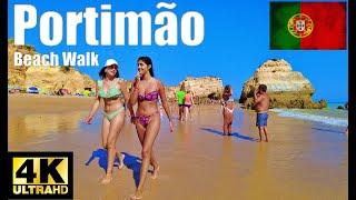 Praia Do Três Castelos Beach Walk 4K, Algarve Portugal.