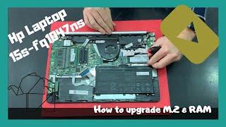 How to Upgrade M.2 Pcie Nvme SSD RAM Hp Laptop 15s-fq1047ns disassembly