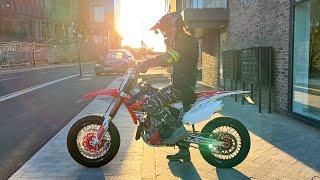 FIRST RIDE ON MY STREET LEGAL HONDA CRF450R SUPERMOTO...