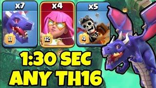 7X  Dragon + 5X Dragon Rider  + Super Archer Blimp BEST TH16 Attack Strategy ( Clash of clans ) !!