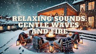 12-Hour Cozy Norwegian Christmas Ambience | Fire Crackling, Gentle Waves, Snowfall & Distant Owl Sou