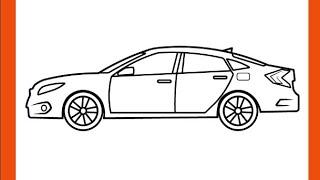 How To Draw Honda Civic sedan 2016 Car | Easy Drawing Tutorial