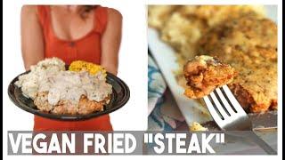 Crispy Vegan Chicken Fried Steak with country gravy (gluten free option)
