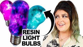 DIY RESIN GALAXY LIGHT BULBS  Making Three Colored Resin Light Bulbs!