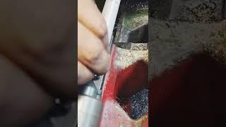 Threads operation on a long shape with metal latch,,,  #lathe #lathemachine #latheturning #skills