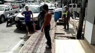 Extremely intoxicated Cambodian man arrested after causing public disturbance in Sattahip today.