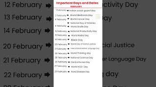 ||Important Dates and Days || |February |  ##learning lane