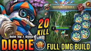 20 Kills!! Diggie Full Damage Build is Broken!! - Build Top 1 Global Diggie ~ MLBB