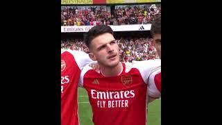 Declan Rice singing along to 'North London Forever' before his home debut