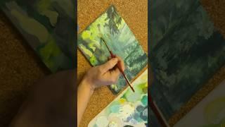 Getting Lost in Tiny Landscape Painting | Clear Pond #acrylicpainting #relaxation #art