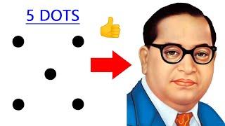 Turn 5 dots into Ambedkar drawing easy - Ambedkar outline drawing step by step - ambedkar jayanti