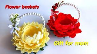 Цветочные Корзины.Сувенир Подарок маме своими руками. Flower Baskets. Souvenir DIY gift for mom.