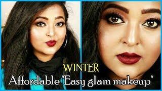 Easy Glam makeup look for WINTER||Affordable Drugstore products ||makeuptutorial||saptaparneebiswas