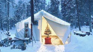 -33C WINTER CAMPING in a CHRISTMAS HOT TENT