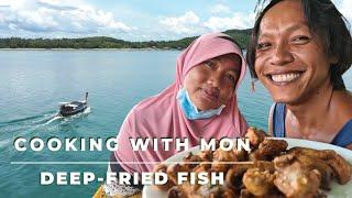 Deep-Fried Fish Thai style | Amazing and crispy fish dish | Cooking with Mon and with the locals