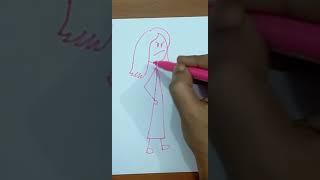 How To Draw Angry Stick Woman #shorts #YTshorts #trending #viral | Magic Drawings | Red Line draw