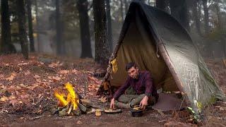 Bushcraft Trip - Solo Camping in the Forest - Canvas Tent - Cooking