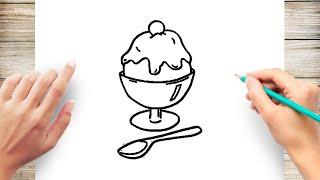 How To Draw Ice Cream Sundae Step by Step