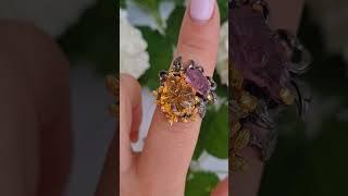 WhatsApp +79038171153 Авторское кольцо с резным цитрином и аметистом Размер 18,5 р Цена 9690 ₽