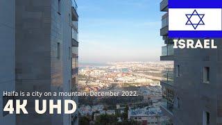 Haifa is a city on a mountain. Panoramic view of Krayot. View from the mountain. December 2022 - 4K.