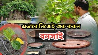 চারাগাছ থেকে বটের বনসাই করার পদ্ধতি।Create a new bonsai of banyan tree.