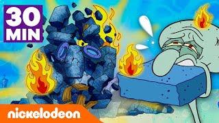 SpongeBob | Wszystkie fragmenty gdzie dom Skalmara zostaje zniszczony | Nickelodeon Polska