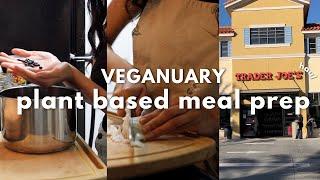  Realistic Plant Based Meal Prep for Veganuary, What's in my fridge, Trader Joe's Haul, & tips 