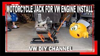 MOTORCYCLE JACK FOR VW CLASSIC BEETLE ENGINE INSTALL & REMOVAL - VEVOR JACK - VW BUS - BAJA BUG -